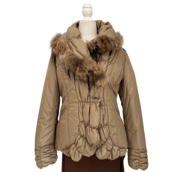 Italian Designer Mariella Rosati Fur trim Jacket Coat - Picture 2 of 6